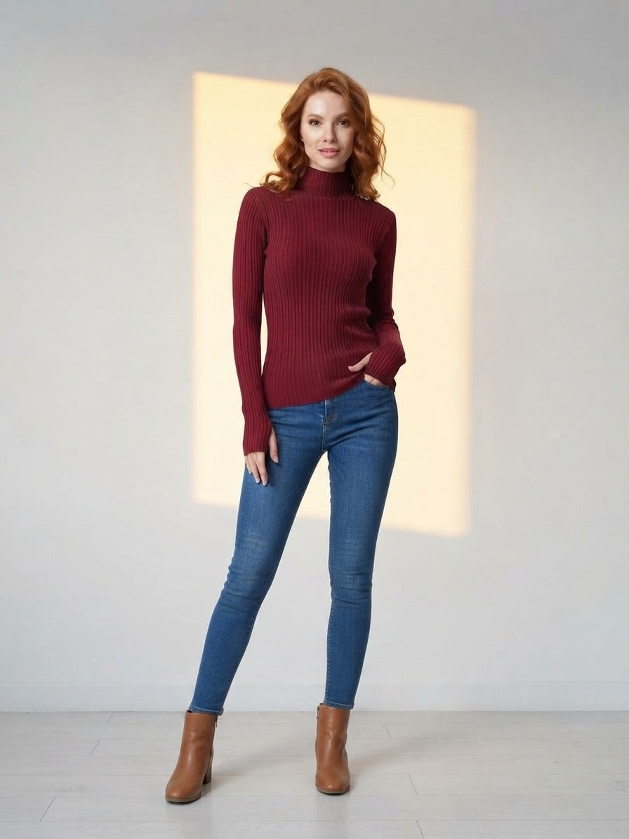Turtleneck Knit Basic Sweater