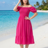 Basic Wear Club | Plain Rayon Cotton Short Sleeves Mini Dress | Summer Dress for Women
