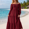 Basic Wear Club | Plain Long Sleeves Rayon Cotton Dress – Casual Summer Dress for Women