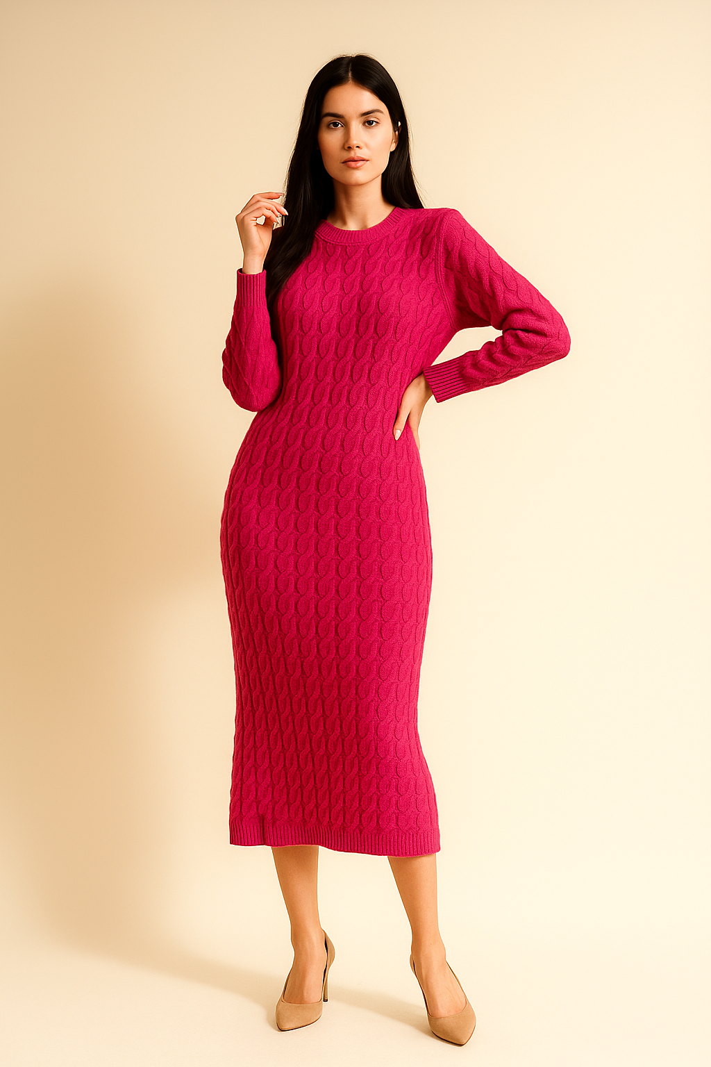 Cozy Cable Knit Bodycon Dress