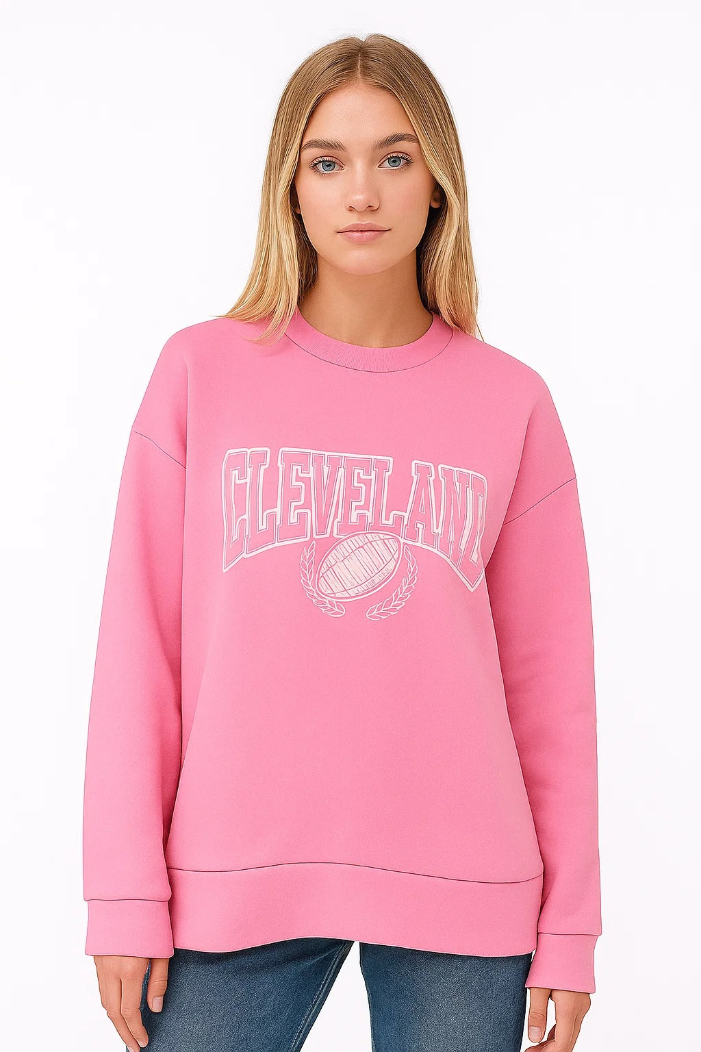 Pink Oversized Sweatshirt with Back Slit