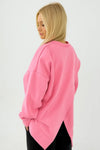 Pink Oversized Sweatshirt with Back Slit