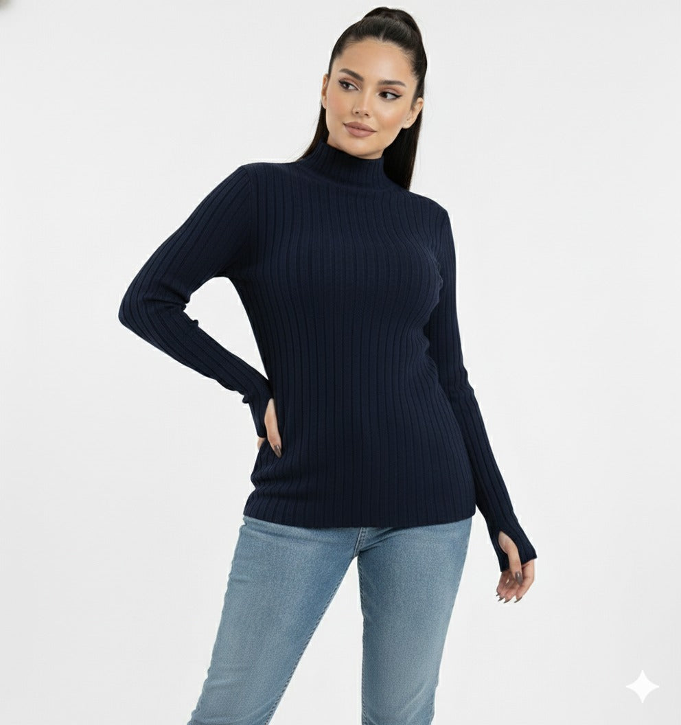 Turtleneck Knit Basic Sweater