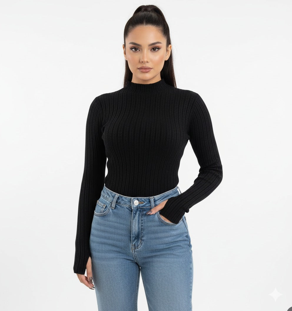 Turtleneck Knit Basic Sweater