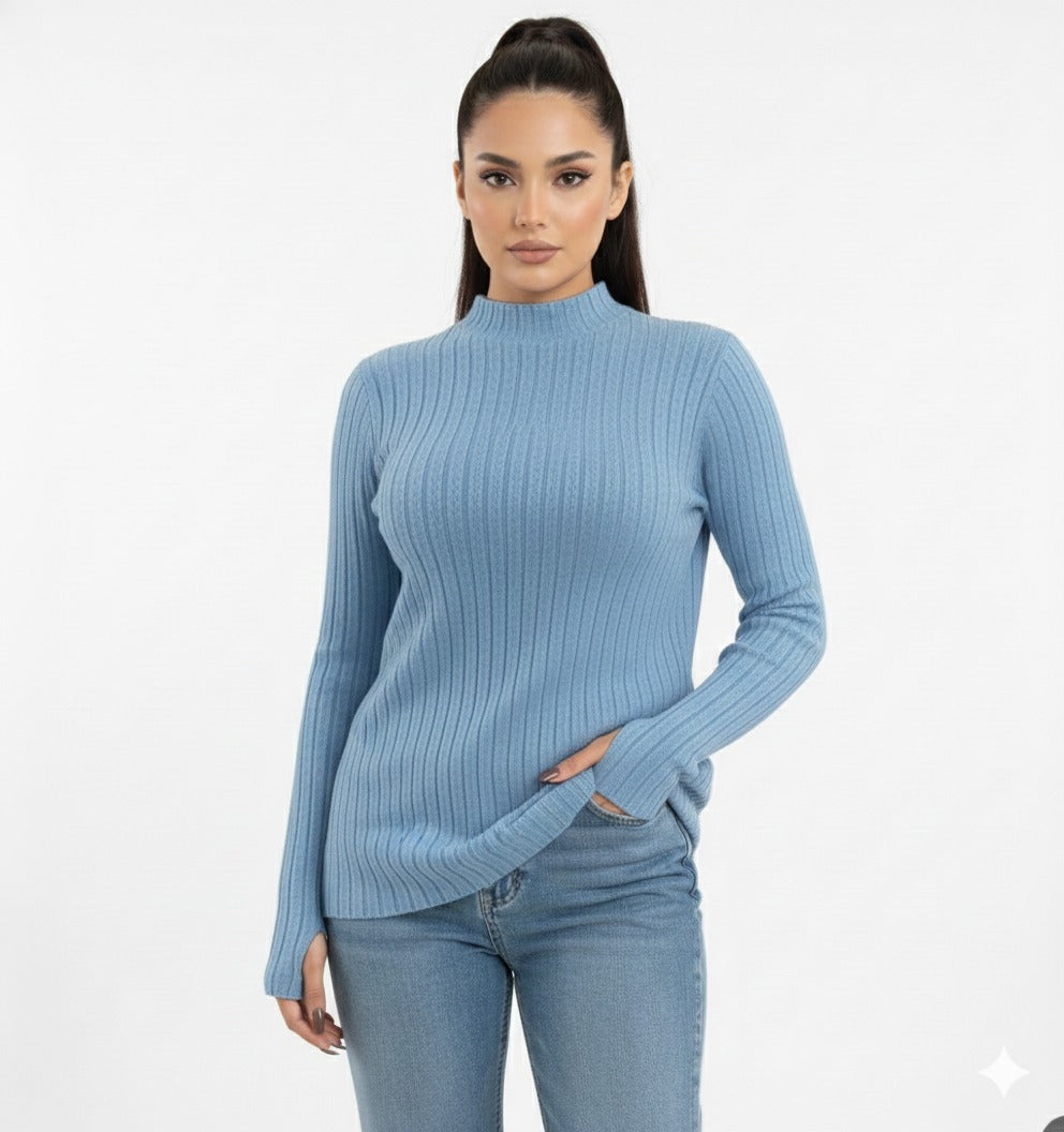 Turtleneck Knit Basic Sweater
