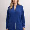 Ribbed Knit Long Cardigan – Open Front with Patch Pockets