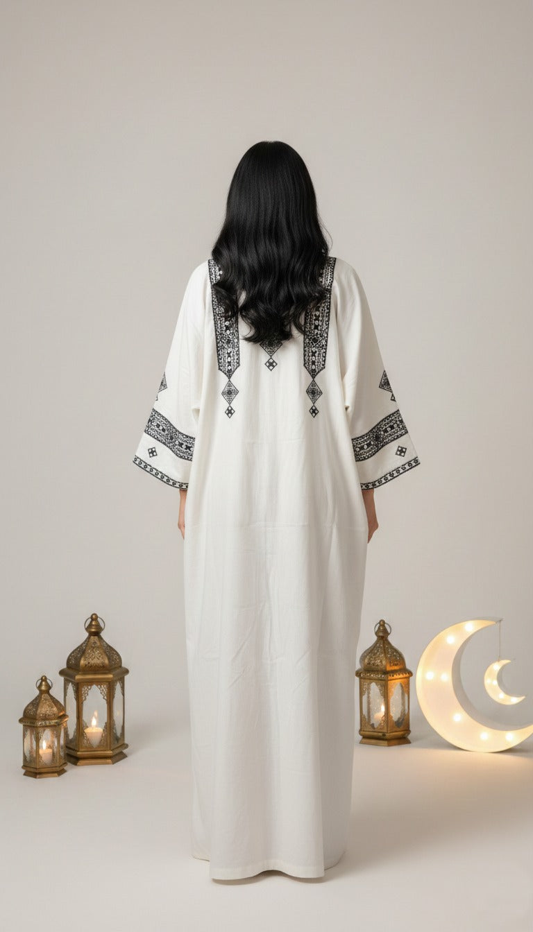 Embroidered Kaftan — Relaxed Modest Statement