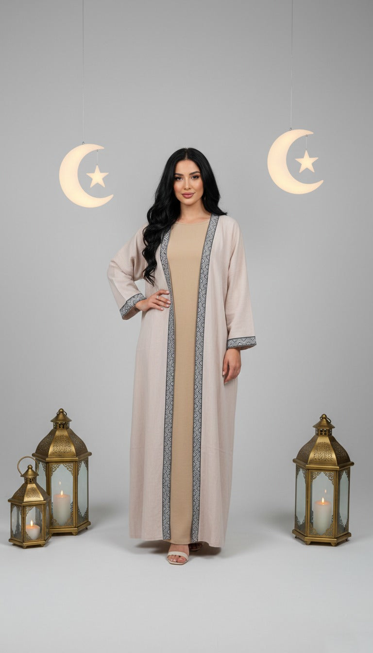 Geometric Trim Open Kaftan