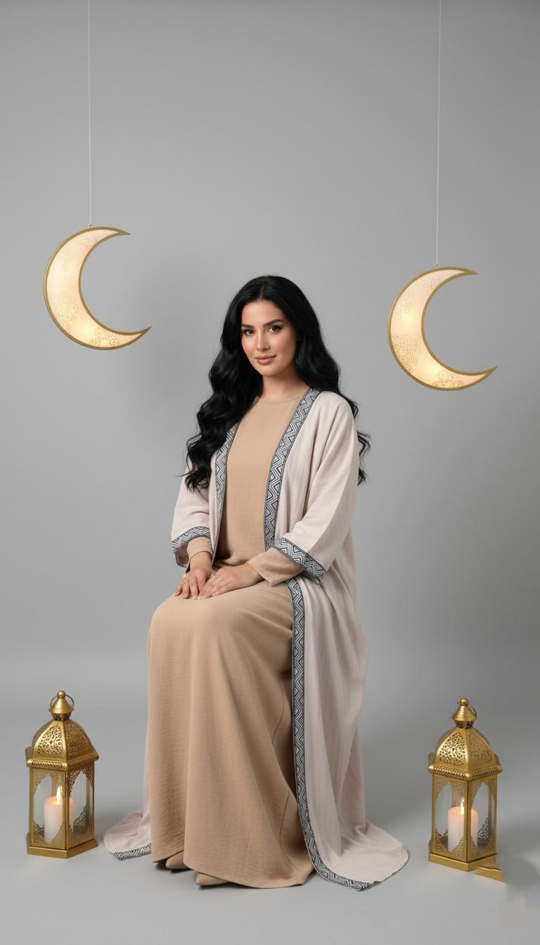 Geometric Trim Open Kaftan