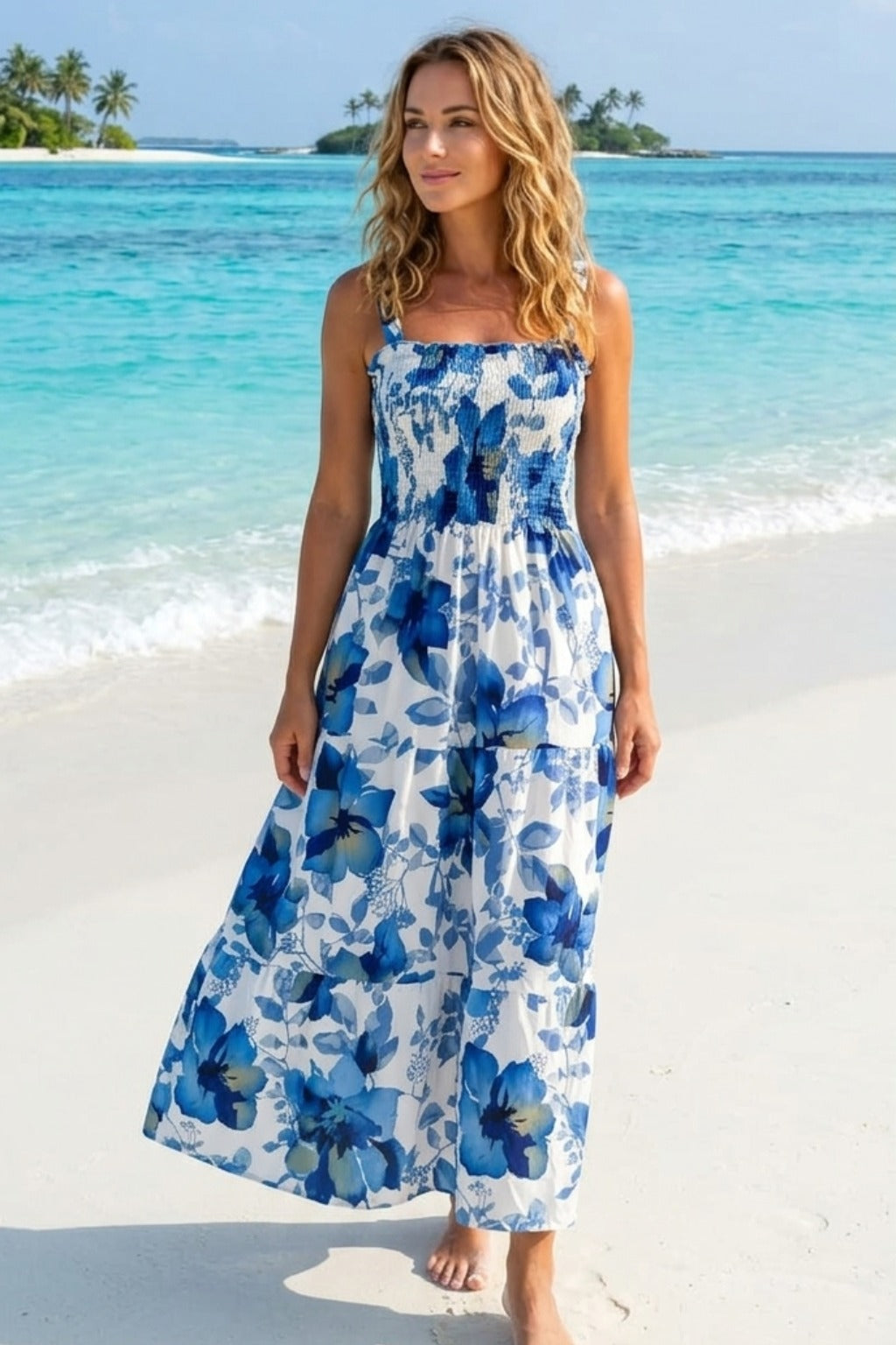 Basic Wear Club | Flory Rayon Cotton Sleeveless Maxi Dress | Summer Dress for Women