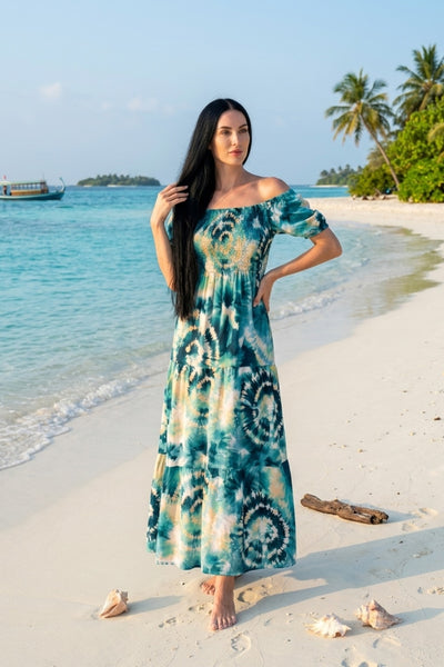 Basic Wear Club | Basic Floral Short Sleeves Maxi Dress | Summer Dress for Women