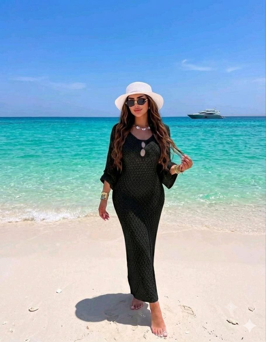 Basic Wear Club | Coastal Crochet Beach Cover-Up Maxi Dress | Elegant Swim Cover-Up for Women in Egypt