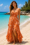 Women's Tropical High-Low Summer Dress | One Size up to 85 K | Basic Wear Club
