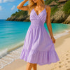 Basic Wear Club | Women's Smocked Waist V-Neck Sleeveless Summer Dress | One Size (Fits Up to 85 KG)