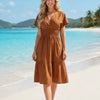 Basic Wear Club | Women's Green Smocked Waist Tiered Mini Dress | One Size