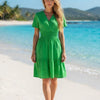 Basic Wear Club | Women's Green Smocked Waist Tiered Mini Dress | One Size