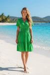 Basic Wear Club | Women's Green Smocked Waist Tiered Mini Dress | One Size