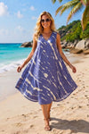 Basic Wear Club | Women's Loose Fit V-Neck Printed Sundress | One Size (Fits Up to 85 KG)