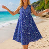 Basic Wear Club | Women's Loose Fit V-Neck Printed Sundress | One Size (Fits Up to 85 KG)