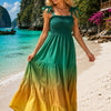 Basic Wear Club | Women's Tie-Strap Tiered Beach Maxi Sundress | One Size (Fits Up to 85 KG)