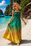 Basic Wear Club | Women's Tie-Strap Tiered Beach Maxi Sundress | One Size (Fits Up to 85 KG)