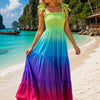 Basic Wear Club | Women's Tie-Strap Tiered Beach Maxi Sundress | One Size (Fits Up to 85 KG)