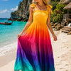 Basic Wear Club | Women's Tie-Strap Tiered Beach Maxi Sundress | One Size (Fits Up to 85 KG)