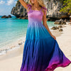 Basic Wear Club | Women's Tie-Strap Tiered Beach Maxi Sundress | One Size (Fits Up to 85 KG)