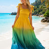 Basic Wear Club | Women's Tie-Strap Tiered Beach Maxi Sundress | One Size (Fits Up to 85 KG)