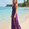 Basic Wear Club | Women's Smocked Waist V-Neck Sleeveless Tiered Summer Maxi Dress | One Size (Fits Up to 95 KG)