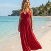 Basic Wear Club | Women's Smocked Waist V-Neck Sleeveless Tiered Summer Maxi Dress | One Size (Fits Up to 95 KG)
