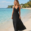 Basic Wear Club | Women's Smocked Waist V-Neck Sleeveless Tiered Summer Maxi Dress | One Size (Fits Up to 95 KG)