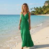 Basic Wear Club | Women's Smocked Waist V-Neck Sleeveless Tiered Summer Maxi Dress | One Size (Fits Up to 95 KG)