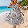 Daisy Print V-Neck Sleeveless Cover up Dress