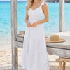 Basic Wear Club | Women's Plain Ruffle Maxi Summer Dress | One Size (Fits Up to 95 KG)