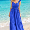 Basic Wear Club | Women's Plain Ruffle Maxi Summer Dress | One Size (Fits Up to 95 KG)