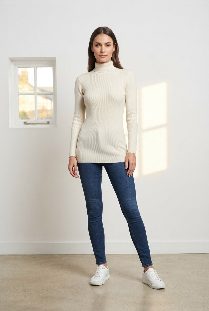 Basic Wear Club | Women's Plain Turtleneck Long Sleeve Top | One Size
