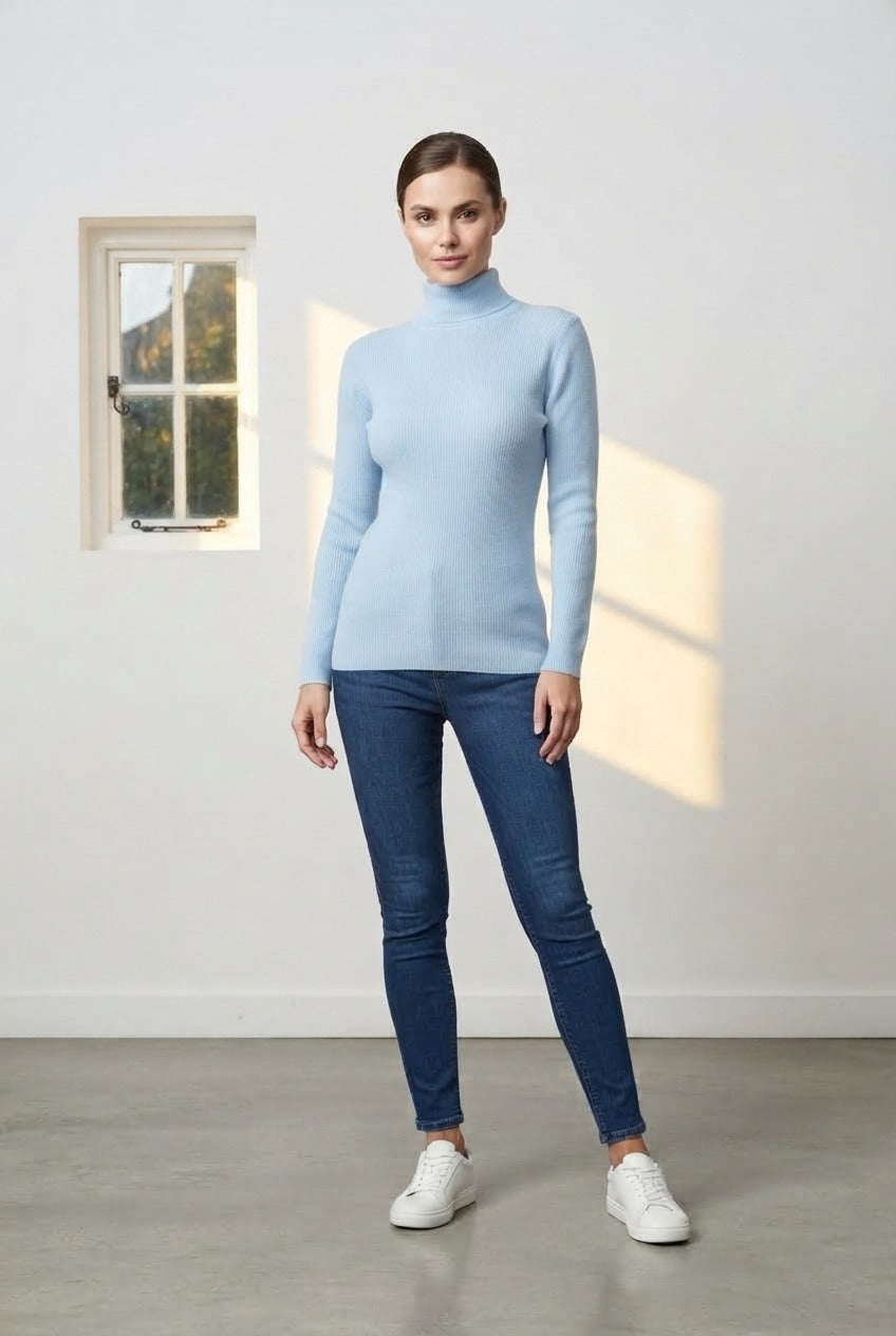 Basic Wear Club | Women's Plain Turtleneck Long Sleeve Top | One Size