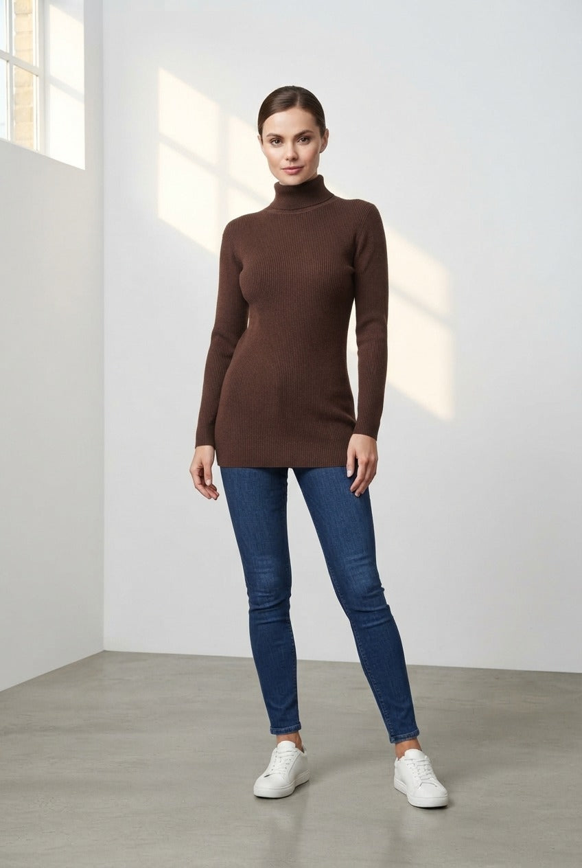 Basic Wear Club | Women's Plain Turtleneck Long Sleeve Top | One Size