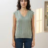 Basic Wear Club | V-Neck Cable Knit Sweater Vest | Cozy Sleeveless Knit Top for Women