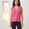 Basic Wear Club | V-Neck Cable Knit Sweater Vest | Cozy Sleeveless Knit Top for Women