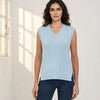 Basic Wear Club | V-Neck Cable Knit Sweater Vest | Cozy Sleeveless Knit Top for Women
