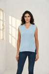 Basic Wear Club | V-Neck Cable Knit Sweater Vest | Cozy Sleeveless Knit Top for Women