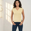 Basic Wear Club | V-Neck Cable Knit Sweater Vest | Cozy Sleeveless Knit Top for Women