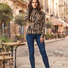 Women's Animal Print High Neck Long Sleeve Top