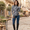 Women's Animal Print High Neck Long Sleeve Top