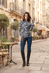 Women's Animal Print High Neck Long Sleeve Top