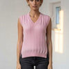 Basic Wear Club | V-Neck Cable Knit Sweater Vest | Cozy Sleeveless Knit Top for Women