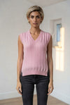 Basic Wear Club | V-Neck Cable Knit Sweater Vest | Cozy Sleeveless Knit Top for Women