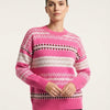 Basic Wear Club | Women's Patterned Crew Neck Knit Sweater | Winter Top